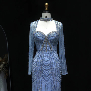 Abito da sera di lusso a maniche lunghe in stile arabico blu chiaro per le donne eleganti abiti da festa nuziale <span class=keywords><strong>rosa</strong></span> Lsz635 - Product Image 4
