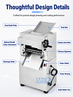 Machine à presser la pâte en acier inoxydable commercial pour faire des rouleaux de pain, des enveloppes de dumplings, des feuilles de pâte
