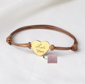Gioielli Loveher nome personalizzato data nascita inciso in acciaio inox Charm bracciali moda bracciale in pelle regolabile - Product Image 4