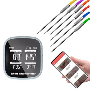 Termometro per carne Wireless di vendita caldo Blue Tooth 6 sonde Grill termometro per alimenti per la cottura del barbecue