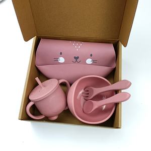 Tazón de alimentación de silicona para bebé, vajilla infantil de grado alimenticio, juego de placa inferior de succión, Baberos e impresión, 003 - Product Image 6