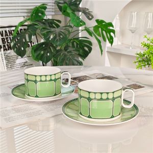 Juego de Taza y Platillo de Cerámica de Estilo Europeo Clásico de 230 ml, Lujo Ligero, Simple, para Té y Café, para el Hogar, la Oficina, Regalo - Product Image 3