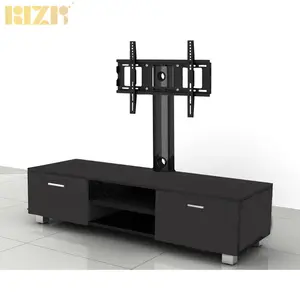 Siyah melamin ahşap TV dolabı Modern ve lüks TV zemin standı için montaj braketi ile 32 "~ 65" LCD/LED tv dolabı