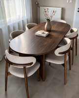 Table à manger ovale en bois massif de style mid-century, bureau vintage moderne de luxe léger pour petits appartements