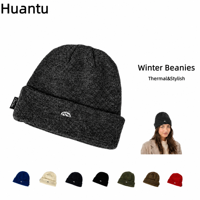 Bonnet d'hiver thermique en laine tricotée avec broderie exquise, unisexe, chaud, élégant, polyvalent et décontracté – Vente en gros
