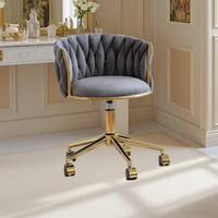Silla de manicura dorada moderna de lujo, taburete de tocador para dormitorio, tocador y mesa de maquillaje, mesas de uñas para escritorio de computadora