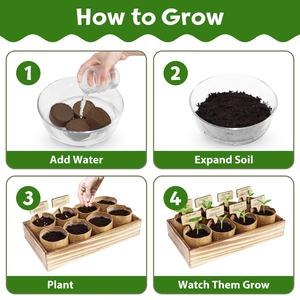 Kit de jardinage d'intérieur écologique à 8 herbes <span class=keywords><strong>pour</strong></span> débutants - Ensemble complet de culture sur le rebord de la fenêtre avec outils Cadeau unique <span class=keywords><strong>pour</strong></span> Noël et anniversaire - Product Image 4