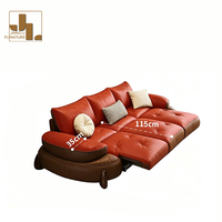 Italienischer Stil Wohnzimmer Elektrisch Ausziehbares Sofa Villa Club Metallrahmen Braunes Leder 3-Sitzer Sofa Möbel
