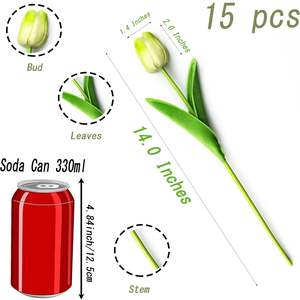 Lot de bouquets de tulipes réalistes en gros, fleurs artificielles blanches en PU souple de haute qualité pour restaurants - Product Image 2