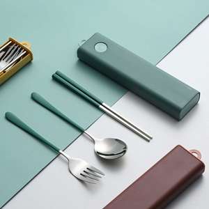 Nordic Style Stainless Steel Set Chopsticks Spoon Fork Silverware Flatware Portable Camping Cutlery - Product Image 2