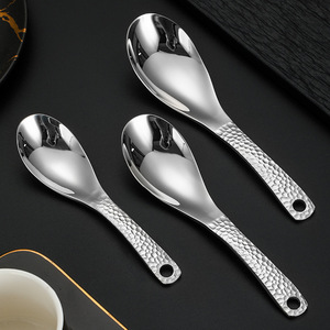Cuchara de postre de acero inoxidable 304 con diseño martillado en forma de lágrima para el hogar y niños - Product Image 2