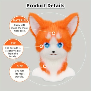 Masque en peluche personnalisé <span class=keywords><strong>pour</strong></span> adulte unisexe, tête de <span class=keywords><strong>chat</strong></span> ou de renard, <span class=keywords><strong>pour</strong></span> <span class=keywords><strong>Halloween</strong></span>, cosplay ou fête - Product Image 4