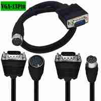 Kabel Audio/Video VGA ke DIN 13-Pin Female-Female dan DB15P Male ke MiniDIN 13-Pin Male dengan Selubung PVC untuk Penggunaan Komputer