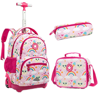 Mochila escolar con ruedas de buena calidad para adolescentes, bolsa de viaje, equipaje con patrón de animales, mochila con ruedas para niños
