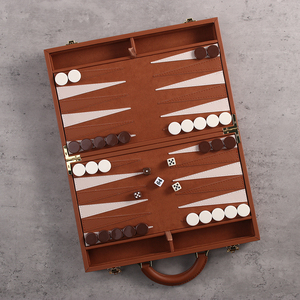 Wooden Backgammon <strong>Set</strong> Travel <strong>Chess</strong> Board Game Luxury <strong>Personalised</strong> Backgammon Leather <strong>Set</strong> - Product Image 2