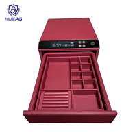 Caja de Joyería de Lujo de Alta Gama con Diseño de Cuero Completo, Caja Fuerte con Cajón y Desbloqueo por Huella Dactilar