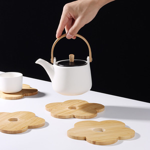 Lindo tapete aislante de calor de bambú y madera, adecuado para uso doméstico, mesa de comedor, estilo minimalista moderno, para tetera y taza de té. - Product Image 4