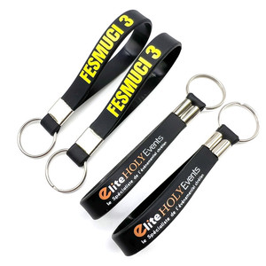 Silicone vòng chìa khóa bán buôn Silicone dây đeo cổ tay Keychain in màu điền Logo Silicone Vòng đeo tay vòng chìa khóa - Product Image 3