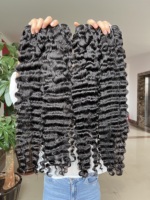 Rambut India Kinky Curly Deep Wave Single Weft untuk Lace, Kualitas Tinggi, Harga Grosir, Ukuran 10-40 inci, Sistem Drop Shipping