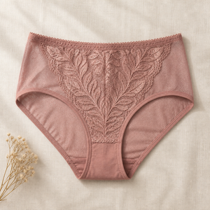 Braguitas de encaje Morandi Dusty Rose para mujer, de talle medio-alto con encaje en forma de V, transpirables con refuerzo de algodón de malla, elegantes. - Product Image 6