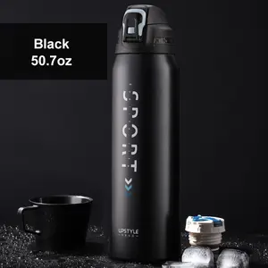 2021new דגם מותג פרטי שחור 40oz 24hrs חם ואקום תרמו בקבוק 1 ליטר נירוסטה מהיר זרימת מים בקבוק בתפזורת עבור גברים