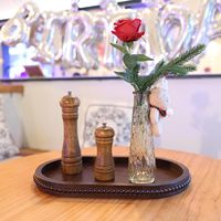 Plateau décoratif ovale en bois avec perles en bois, plateau de service vintage pour ottoman, table basse, organisateur de comptoir de cuisine