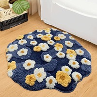 Tapis moderne français en mousse violette, petite fleur tuftée, 3D, à poils hauts et bas, épais et lavable en machine, pour chambre à coucher et salon