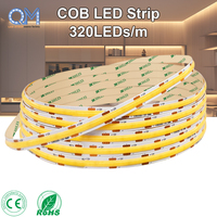 Tira de LED COB RA90, 320 LED, 12V/24V, 8mm de Ancho, Flexible, Luz Blanca Cálida, para Hogar, Jardín, Paisajismo, IP65, IP20, WIFI, 5m