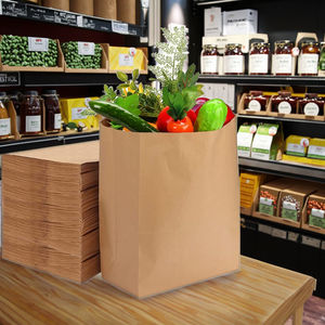 Bolsas de cartón Kraft marrón reciclables al por mayor, resistentes al aceite para <span class=keywords><strong>verduras</strong></span>, frutas, azúcar, sin asas, uso artesanal - Product Image 1