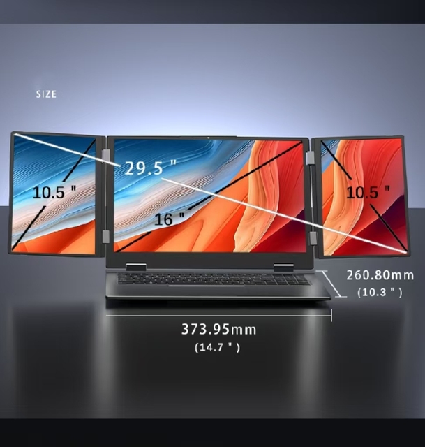 Original Laptop 16" +10.5"+10.5" Three Screen Laptop MAX16 Notebook 16GB+1TB Laptop for Work Entertainment Stock Trading Gaming
