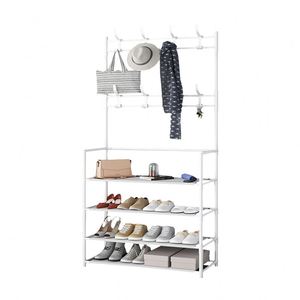 Hall Tree Storage Bench <strong>Entryway</strong> Wood Look Accent Large Storage <strong>Shelf</strong> Hanging Bar 8 <strong>Hooks</strong> Rustic Brown Coat Rack Shoe - Product Image 5