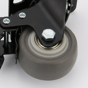 2 Inch Fixed Caster With Tpr Flat Bottom Side Brake Black Industrial <b>Wheel</b> For Furniture And Equipment <b>Replacement</b> - Product Image 3