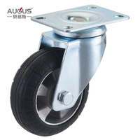 Roues à roulettes en caoutchouc noir de haute qualité de 3, 4 et 5 pouces avec noyau en aluminium pour chariot industriel à haute capacité de charge
