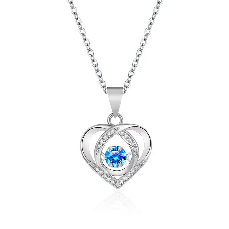 Beauyist Necklaces for Women Girls Love Heart Birthstone Necklaces Jewelry Gifts Simulated Sapphire