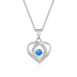 Beauyist Kettingen Voor Vrouwen Meisjes Liefde Hart Geboortesteen Kettingen Sieraden Geschenken Gesimuleerde Sapphire