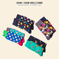 Chaussettes de cheville fantaisie colorées personnalisées OEM, chaussettes en coton imprimées montgolfière, étoile, palmier, chaussettes multi-designs en gros