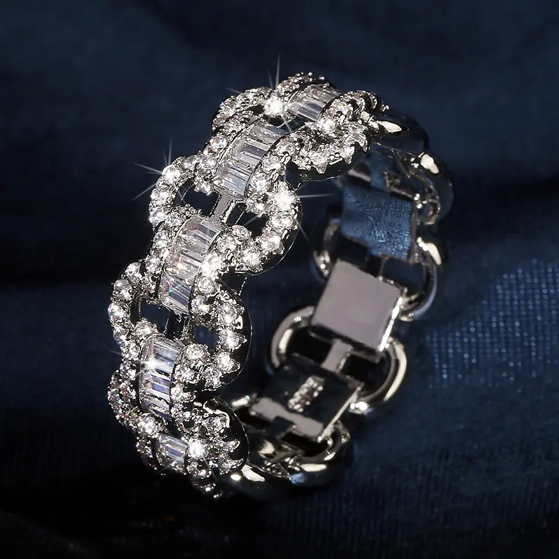 CAOSHI Luxury Eternity Wedding anello in argento 925 placcato bianco CZ anelli a croce cava anelli delicati in argento