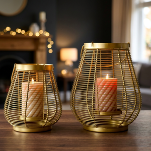 Luxury Gold Wire Candle Lantern Metal Candle Holder Handmade <b>Decorative</b> Lamp for Wedding Christmas Home <b>Decor</b> - Product Image 1