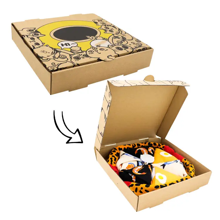 ในสต็อกออกแบบที่กําหนดเองถุงเท้า 4-Pack ตลกถุงเท้าของขวัญในกล่องบรรจุภัณฑ์ผู้ชายการ์ตูนอาหารขายส่ง Happy ถุงเท้าแปลก