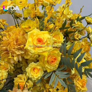 Fournitures de mariage LEDA, boule de fleurs jaunes personnalisée, boule de fleurs artificielles en soie, centre de table pour mariage, décoration de mariage - Product Image 2