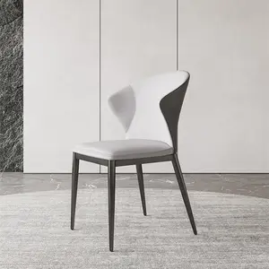 意大利现代餐厅椅银杏叶形设计师皮革北欧聚椅会议室会议椅