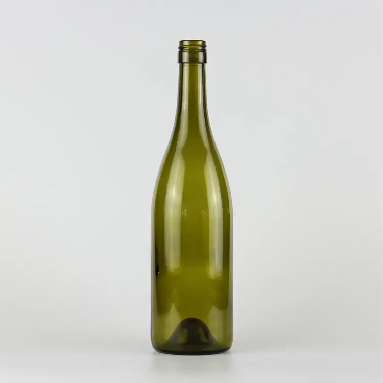 도매 750ml 하이 퀄리티 골동품 녹색 유리 와인 병