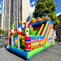 Structure gonflable Joker 7x4x6m, thème clown, écologique, couleur personnalisée, pour intérieur/extérieur, parc urbain, château gonflable avec toboggan en PVC