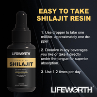 Lifeworth Puissance maximale Shilajit naturel pur pour hommes Métabolisme Énergie Soutien immunitaire Shilajit Gouttes sèches