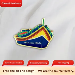 Imán de nevera metálico personalizado con forma de barco, con pintura horneada, para turismo creativo cultural de áreas escénicas y museos - Product Image 3