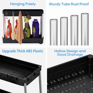 Under Sink Organizer, Roll Out Under Cabinet <b>Storage</b> <b>Kitchen</b> Organizer Drawer with Hooks, Bathroom Standing Rack and Shelves - Product Image 5