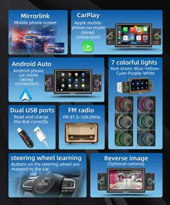 Radio de coche 1Din Multimedia Carplay y Android Auto Player Mirrorlink pantalla navegación 5 ''pantalla táctil Autoaudio FM cámara trasera entrada - Product Image 6