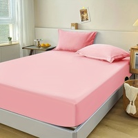 Ensemble de draps-housses 3 pièces 100 % polyester tricoté, écologiques, 200 fils, style américain, avec couvre-matelas élastique pour usage domestique
