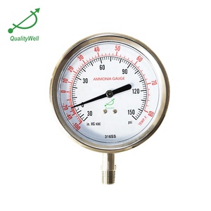 Manometer Đồng Hồ Đo Áp Suất Đầy Glycerin Đồng Hồ Đo Amoniac Lỏng Viền OEM Vỏ Thép Không Gỉ