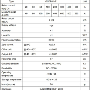 Hội trường hiện tại Cảm biến QNDBK1-21 30A 50A <span class=keywords><strong>100A</strong></span> 200A 400 500A/4-20mA 5V 10V hiện tại biến áp chia lõi hiện tại đầu dò hội trường - Product Image 4
